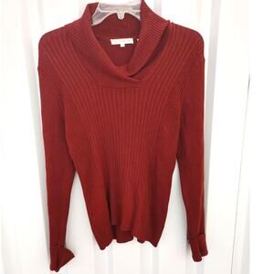 Pria Sweater Cowl Neck Sweater Burgundy Large 100 Cotton